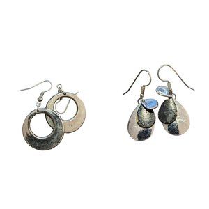 Lot of 2 Silver Tone Dangle Earrings